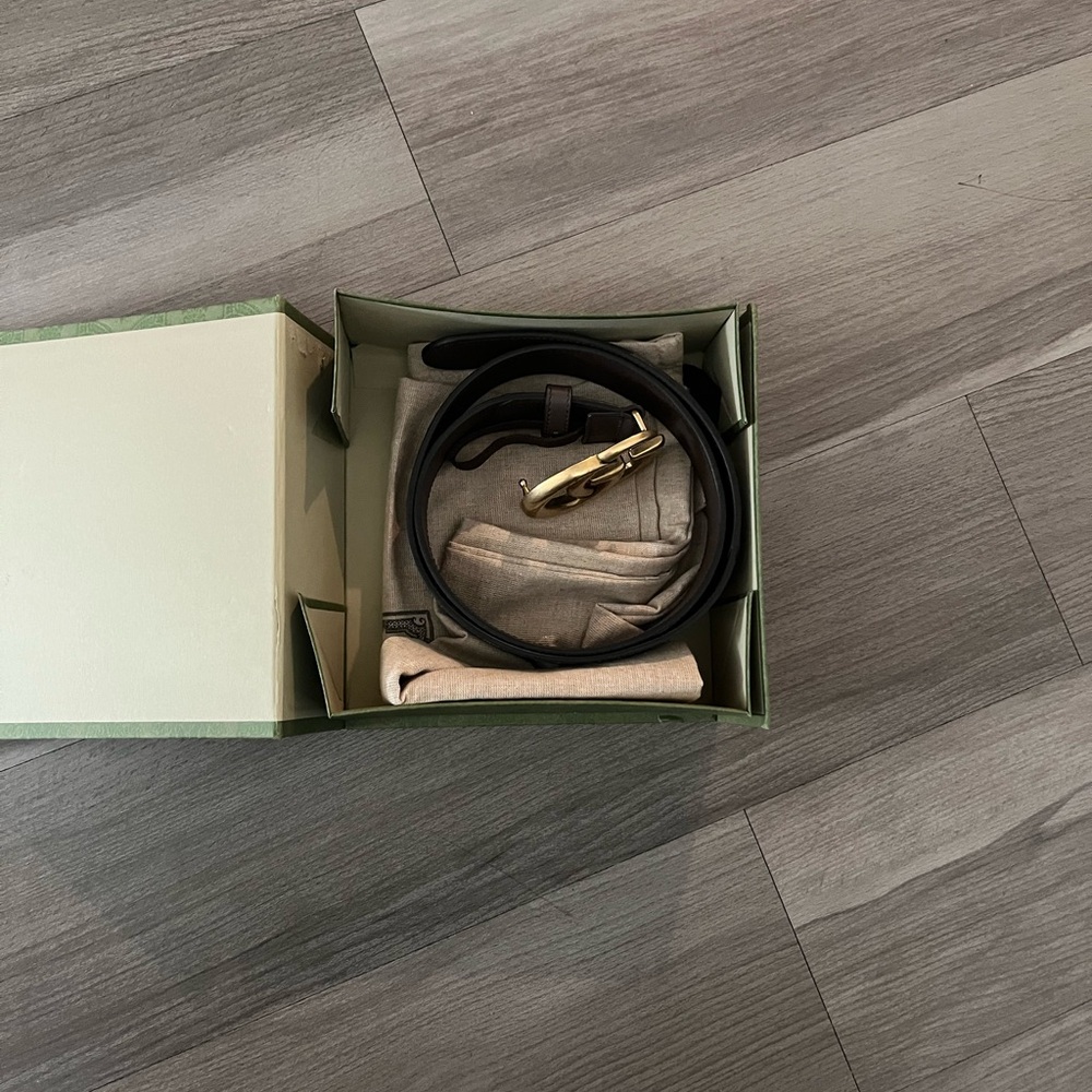 Gucci Black Leather Belt with Gold Buckle